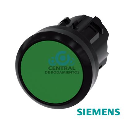 pulsador, 22 mm, redondo, plástico, verde, botón, rasante contacto momentáneo