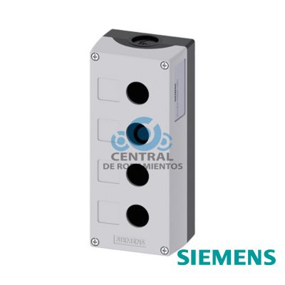 caja para aparatos de mando, 22 mm, redondo, caja de plástico, Parte superior de la caja de color gris, 4 puntos de mando de plástico, rebaje para plaquitas de inscripción, sin equipamiento