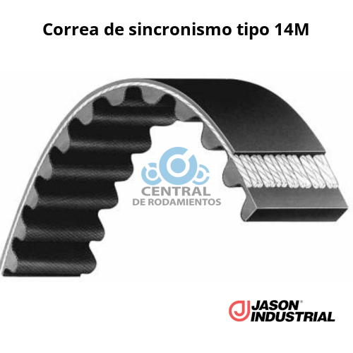 Correa de sincronismo, 1778-14M-170, Longitud externa 1778 mm, Numero de dientes 127,  Ancho 170 mm, jason
