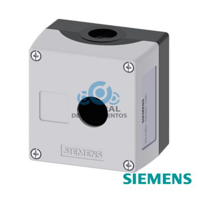 caja para aparatos de mando, 22 mm, circular, caja de plástico, semicaja superior de color gris, 1 punto de mando de plástico, rebaje para plaquita de inscripción, sin equipamiento