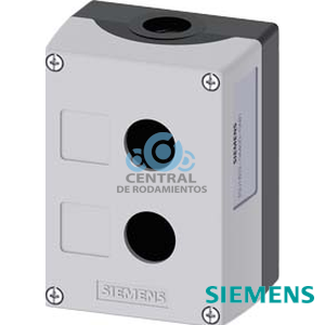 caja para aparatos de mando, 22 mm, redondo, caja de plástico, Parte superior de la caja de color gris, 2 puntos de mando de plástico, rebaje para plaquitas de inscripción, sin equipamiento