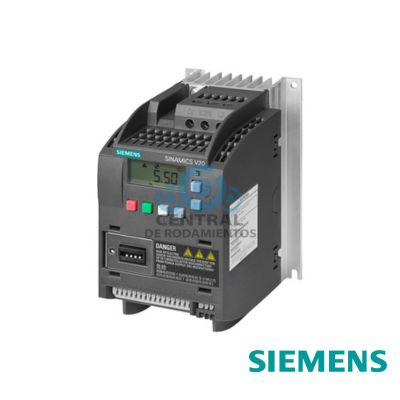 SINAMICS V20 380-480 V 3 AC – 15/+ 10 % 47-63 Hz potencia nominal 1,5 kW con sobrecarga del 150 % durante 60 s sin filtrar E/S: 4 DI, 2 DO, 2 AI, 1 AO bus de campo: USS/Modbus RTU con panel de