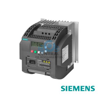 SINAMICS V20 380-480 V 3 AC – 15/+ 10 % 47-63 Hz potencia nominal 4 kW con sobrecarga del 150 % durante 60 s sin filtrar E/S: 4 DI, 2 DO, 2 AI, 1 AO bus de campo: USS/Modbus RTU con panel de