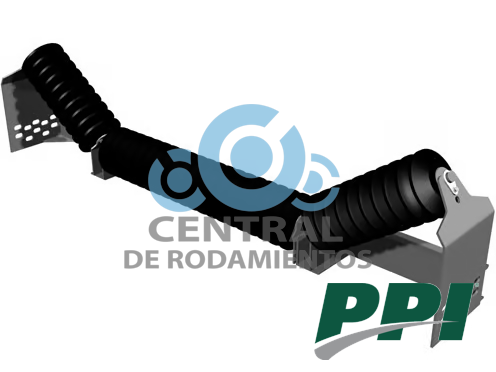 Estacion de rodillos, tipo Channel Inset Troughing, CEMA C, Diametro de rodillo 5 pulgadas, Ancho de banda 54 pulgadas, grado de inclinacion de la artesa 20 °, PPI