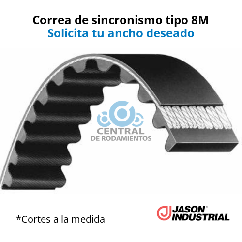 Manga de sincronismo, 896-8M, Longitud 896 mm, Número de dientes 112, JASON, Cortes a la medida según el ancho deseado