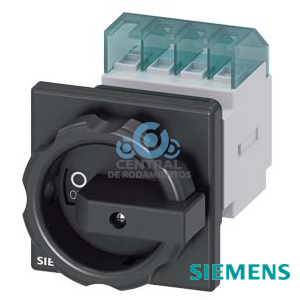 SENTRON, interruptor-seccionador 3LD, interruptor principal, 3 polos, Iu: 16 A, Potencia de empleo / con AC-23 A a 400 V: 7,5 kW, con fijación frontal, Accionamiento giratorio, negro, fijación central 22,5 mm de la maneta