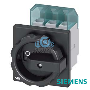 SENTRON, interruptor-seccionador 3LD, interruptor principal, 3 polos, Iu: 25 A, Potencia de empleo / con AC-23 A a 400 V: 9,5 kW, con fijación frontal, Accionamiento giratorio, negro, Fijación por 4 taladros de la maneta