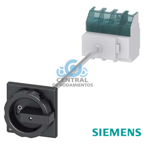 SENTRON, interruptor-seccionador 3LD, interruptor principal, 4 polos, Iu: 63 A, Potencia de empleo / con AC-23 A a 400 V: 22 kW, Fijación en base con acoplamiento de puerta, Accionamiento giratorio, negro, Fijación por 4 taladros de la maneta