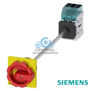 Interruptor-seccionador 3LD3, Iu 16 A interruptor principal de 3 polos potencia asignada de empleo con AC-23 A, con 400V 7,5kW fijación en la base Cuerpo con acoplamiento de puerta Fijación a taladro central 22,5 mm Mando giratorio rojo/amarillo 66 x 66 mm
