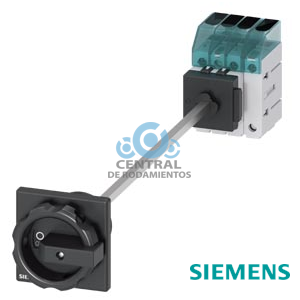 Interruptor-seccionador 3LD3, Iu 32 A Interruptor principal 3 polos + N potencia asignada de empleo con AC-23 A, con 400V 11,5kW fijación en la base Cuerpo con acoplamiento de puerta Fijación a taladro central 22,5 mm Mando giratorio negro 66 x 66 mm
