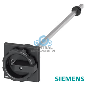 mando giratorio para montaje en puerta, negro 66 × 66 mm, fijación frontal fijación a taladro central 22,5 mm con pieza de acoplamiento con eje 300 mm de largo, 6 × 6 mm, accesorio para interruptor-seccionador 3LD3