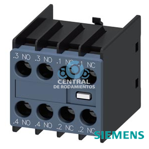 bloque de contactos auxiliares, por el frente, 2 NA + 2 NC, .3/.4, .3/.4, .1/.2, .1/.2, circuito: 1 NA, 1 NA, 1 NC, 1 NC, borne de tornillo, para contactores 3RT2 y contactores auxiliares 3RH2