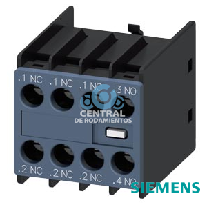 bloque de contactos auxiliares, por el frente, 1 NA + 3 NC, .1/.2, .1/.2, .1/.2, .3/.4, circuito: 1 NC, 1 NC, 1 NC, 1 NA, borne de tornillo, para contactores 3RT2 y contactores auxiliares 3RH2