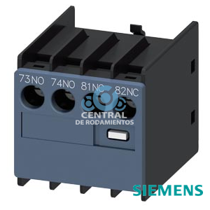 bloque de contactos auxiliares, por el frente, 1 NA + 1 NC, 73/74, 81/82, circuito: 1 NA, 1 NC, entrada de cables por arriba, borne de tornillo, para contactores 3RT2 y contactores auxiliares 3RH2