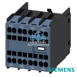 bloque de contactos auxiliares, por el frente, 2 NA + 2 NC, .1/.2, .1/.2, .3/.4, .3/.4, circuito: 1 NC, 1 NC, 1 NA, 1 NA, borne de resorte, para contactores 3RT2 y contactores auxiliares 3RH2
