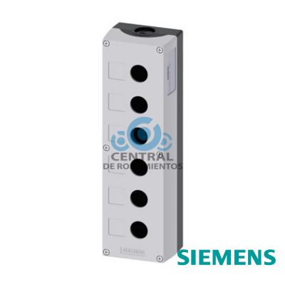 caja para aparatos de mando, 22 mm, redondo, caja de plástico, Parte superior de la caja de color gris, 6 puntos de mando de plástico, rebaje para plaquitas de inscripción, sin equipamiento