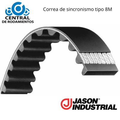 Correa de sincronismo, 912-8M-30, Longitud externa 912 mm, Numero de dientes 114,  Ancho 30 mm, jason