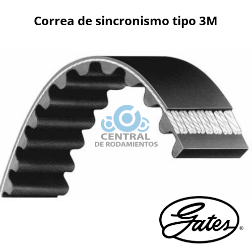Correa de sincronismo, 1500-3M-6, Longitud externa 1500 mm, Numero de dientes 500,  Ancho 6 mm, gates