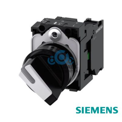 selector, iluminable, 22 mm, redondo, plástico, blanco, selector, corto, 2 posiciones O-I, sostenido, 10:30h/13:30 h, con soporte, 1 NA, borne de tornillo