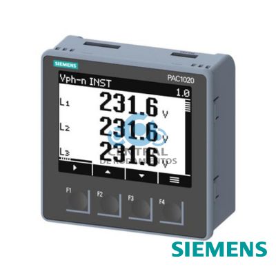 SENTRON PAC1020 96 × 96 mm dispositivo de vigilancia eléctrica incorporado en panel para medir magnitudes eléctricas protocolo: Modbus RTU con display gráfico Ue nominal máx.: 400/230 V 45-65 Hz