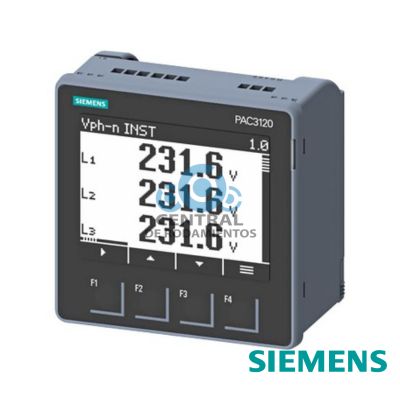 SENTRON PAC3120 LCD 96 × 96 mm Dispositivo de vigilancia eléctrica incorporado en panel para medir magnitudes eléctricas Protocolo: Modbus RTU con display gráfico Ue nominal: 690/400 V 45-65 Hz