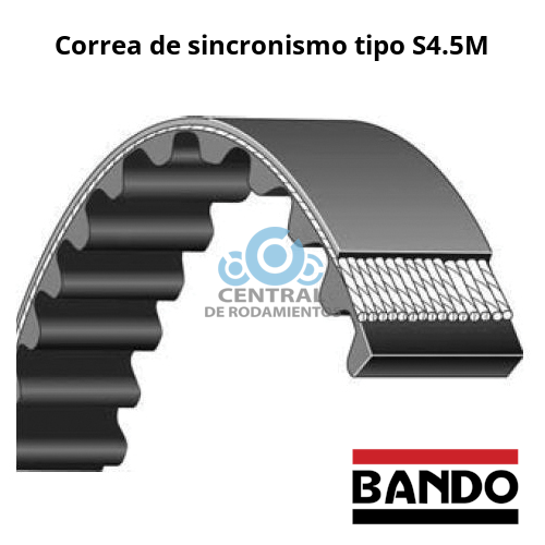 Correa de sincronismo, 80-S4.5M-396, Longitud 396 mm, Ancho 8 mm, Número de dientes 88, BANDO