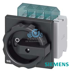 SENTRON, interruptor-seccionador 3LD, interruptor principal, 3 polos, Iu: 16 A, Potencia de empleo / con AC-23 A a 400 V: 7,5 kW, con fijación frontal, 1NC, 1NA, Accionamiento giratorio, negro, 4 taladros Fijación de la maneta