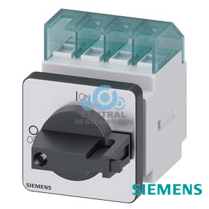 SENTRON, interruptor-seccionador 3LD, interruptor principal, 3 polos, Iu: 16 A, Potencia de empleo / con AC-23 A a 400 V: 7,5 kW, con fijación frontal, accionamiento de muletilla, negro, Fijación por 4 taladros de la maneta