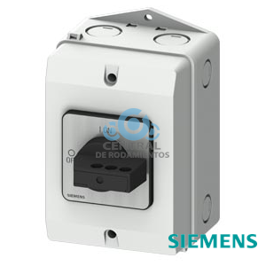 interruptor-seccionador SENTRON 3LD en caja, interruptor para trabajos y mantenimiento con placa de pantalla CEM, tripolar, Iu: 16 A, AC23A 400 V a 50/60 Hz: 7,5 kW con alimentación por convertidor de frecuencia: AC20 400 V a 0-550 Hz: 4 kW, 1 NA + 1 NC, anticipado 20-150 ms, caja de material aislante para pasacables métrico, mando de maneta, negro, bloqueable en pos. 0 y I, incl. clips apantallados