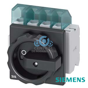 SENTRON, interruptor-seccionador 3LD, interruptor principal, 4 polos, Iu: 25 A, Potencia de empleo / con AC-23 A a 400 V: 9,5 kW, con fijación frontal, 1NC, 1NA, Accionamiento giratorio, negro, 4 taladros Fijación de la maneta