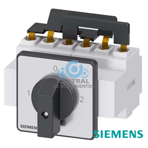 SENTRON, interruptor-seccionador 3LD, conmutador, 3 polos, Iu: 25 A, Potencia de empleo / con AC-23 A a 400V: 9,5 kW, fijación frontal, accionamiento de muletilla, negro, Fijación por 4 taladros de la maneta