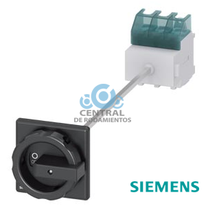 SENTRON, interruptor-seccionador 3LD, interruptor principal, 3 polos, Iu: 63 A, Potencia de empleo / con AC-23 A a 400 V: 22 kW, Fijación en base con acoplamiento de puerta, Accionamiento giratorio, negro, Fijación por 4 taladros de la maneta