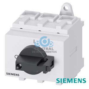 SENTRON, interruptor-seccionador 3LD, interruptor principal, 3 polos, Iu: 63 A, Potencia de empleo / con AC-23 A a 400 V: 22 kW, montaje en armarios de distribución, accionamiento de muletilla, negro, Manilla directamente en el interruptor