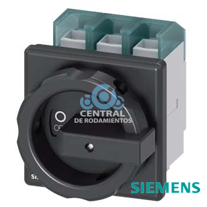 SENTRON, interruptor-seccionador 3LD, interruptor principal, 3 polos, Iu: 100 A, Potencia de empleo / con AC-23 A a 400 V: 37 kW, con fijación frontal, Accionamiento giratorio, negro, Fijación por 4 taladros de la maneta