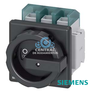 SENTRON, interruptor-seccionador 3LD, interruptor principal, 3 polos, Iu: 100 A, Potencia de empleo / con AC-23 A a 400 V: 37 kW, con fijación frontal, 1NC, 1NA, Accionamiento giratorio, negro, 4 taladros Fijación de la maneta
